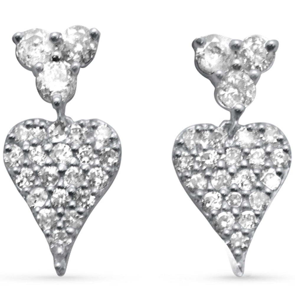 .33ct G SI 14K White Gold Diamond Heart Dangling Earrings
