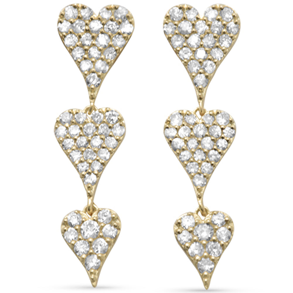 .54ct G SI 14K Yellow Gold Diamond Heart Shape Dangling Earrings