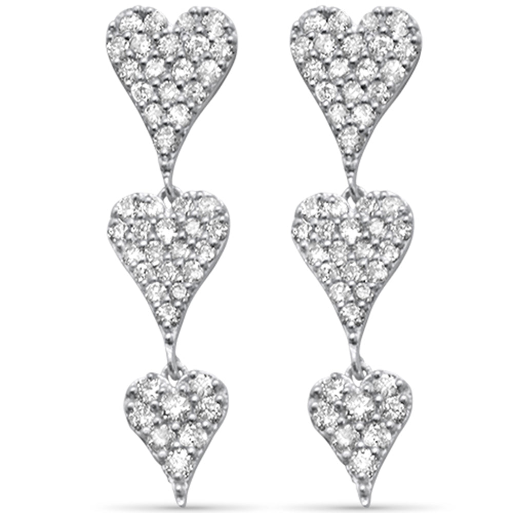 <span style="color:purple">SPECIAL!</span> .54ct G SI 14K White Gold Diamond Heart Shape Dangling Earrings