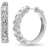 3.50ct G SI 14K White Gold Round Diamond Hoop Earrings
