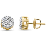 <span style="color:purple">¡ESPECIAL!</span>.76ct G SI Pendientes de flor de diamante de oro amarillo de 14K con cierre de rosca