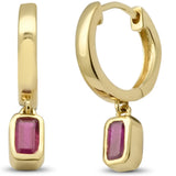 .67ct G SI 14K Yellow Gold  Ruby Gemstone Hoop Dangling Earrings