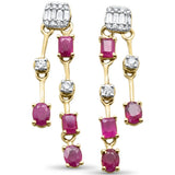 1.93ct G SI 14K Yellow Gold Diamond & Ruby Gemstones Drop Earrings