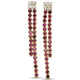 1.03ct G SI 14K Yellow Gold Diamond & Ruby Gemstones Drop Earrings