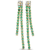 1.00ct G SI 14K Yellow Gold Diamond & Emerald Gemstones Drop Earrings