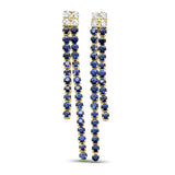 <span style="color:purple">SPECIAL!</span> .99ct G SI 14K Yellow Gold Diamond & Blue Sapphire Gemstones Drop Earrings