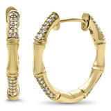 .36ct G SI 14K Yellow Gold Diamond Bamboo Hoop Earrings