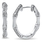 <span style="color:purple">SPECIAL!</span>.36ct G SI 14K White Gold Diamond Bamboo Style Hoop Earrings