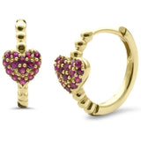.29ct G SI 14K Yellow Gold Ruby Gemstones Hoop Earrings