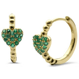 <span style="color:purple">SPECIAL!</span> .24ct G SI 14K Yellow Gold Emerald Gemstones Hoop Earrings