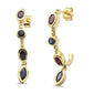 <span style="color:purple">SPECIAL!</span>2.04ct G SI 14K Yellow Gold Multi Color Gemstones Drop Dangle Earrings