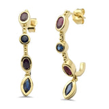 2.04ct G SI 14K Yellow Gold Multi Color Gemstones Drop Dangle Earrings