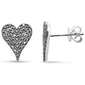 .45ct G SI 14K White Gold Black Diamond Heart Shaped Earrings