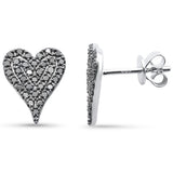 .45ct G SI 14K White Gold Black Diamond Heart Shaped Earrings