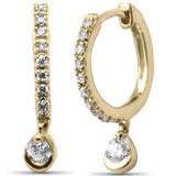 .22ct G SI 14K Yellow Gold Diamond Hoop Dangling Earrings
