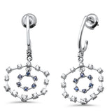 <span style="color:purple">SPECIAL!</span> 1.01ct G SI 14K White Gold Diamond & Blue Sapphire Gemstones Drop Earrings