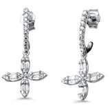 .67ct G SI 14K White Gold Round & Baguette Diamond Drop Earrings