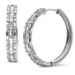 <span style="color:purple">SPECIAL!</span> .72ct G SI 14K White Gold Round & Baguette Diamond Hoop Earrings
