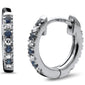 .29ct G SI 14K White Gold Diamond & Blue Sapphire Gemstones Petite Hoop Earrings