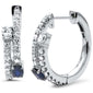 <span style="color:purple">SPECIAL!</span>1.12ct G SI 14K White Gold Diamond & Blue Sapphire Gemstones Hoop Earrings
