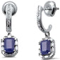 <span style="color:purple">SPECIAL!</span>1.80ct G SI 14K White Gold Diamond & Blue Sapphire Gemstones Dangle Earrings