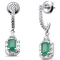 <span style="color:purple">SPECIAL!</span>1.24ct G SI 14K White Gold Diamond & Emerald Gemstones Dangle Earrings
