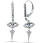 <span style="color:purple">SPECIAL!</span>.48ct G SI 14K White Gold Diamond & Blue Sapphire Gemstones Drop Hoop Earrings