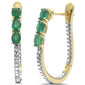 <span style="color:purple">SPECIAL!</span> 1.44ct G SI 14K Yellow Gold Diamond & Emerald Gemstones Hoop Earrings