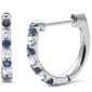 .28ct G SI 14K White Gold Diamond & Blue Sapphire Gemstones Hoop Earrings