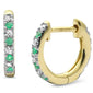 .26ct G SI 14K Yellow Gold Diamond & Natural Emerald Gemstones Hoop Earrings