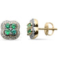 <span style="color:purple">SPECIAL!</span>.69ct G SI 14K Yellow Gold Diamond & Natural Emerald Clover Gemstones Earrings