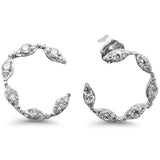 .51ct G SI 14K White Gold Diamond Crescent Style Earrings Push Backings