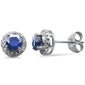 <span style="color:purple">SPECIAL!</span>1.38ct G SI 14K White Gold Diamond & Blue Sapphire Gemstone Halo Earrings
