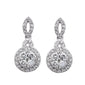.88ct Round Diamond Halo Style Drop Dangle Earrings 14kt White Gold