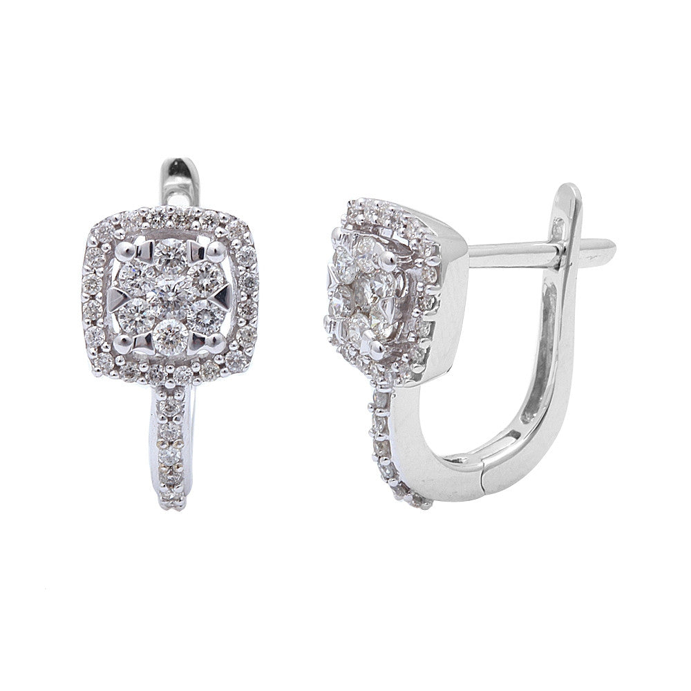.50ct Princess Shaped Diamond Hoop Earrings 14kt White Gold