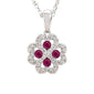 .42ct Red Ruby & Natural Diamond HEART Infinity Flower Pendant Necklace 18"