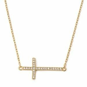 <span style="color:purple">SPECIAL!</span> 18" 14k Yellow Gold Diamond Cross Pendant Necklace