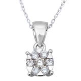 .25ct 14k White Gold Round Diamond Solitaire Pendant Necklace 18" Chain