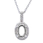 .10ct Oval Halo Diamond Solitaire Pendant Necklace 14kt White gold 18" Chain