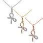 <span>DIAMOND  CLOSEOUT! </span>.05ct 14kt White, Rose, Yellow Gold Round Diamond Bow Tie Pendant Necklace 18" Long