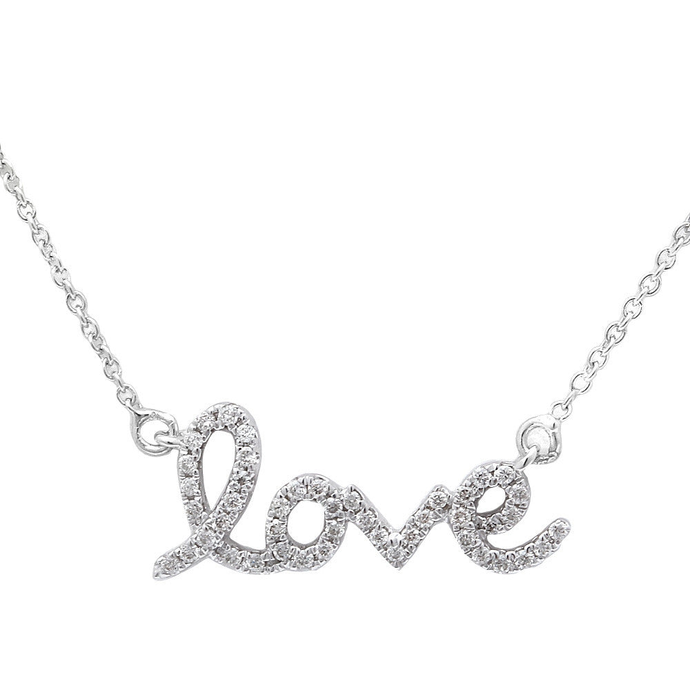 <span style="color:purple">SPECIAL!</span>.13ct "Love" Diamond Heart Necklace Pendant 16-18" Adjustable Chain