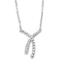 <span style="color:purple">SPECIAL!</span>.06ct F SI1 14k White Gold Wishbone Diamond Pendant Necklace 17"