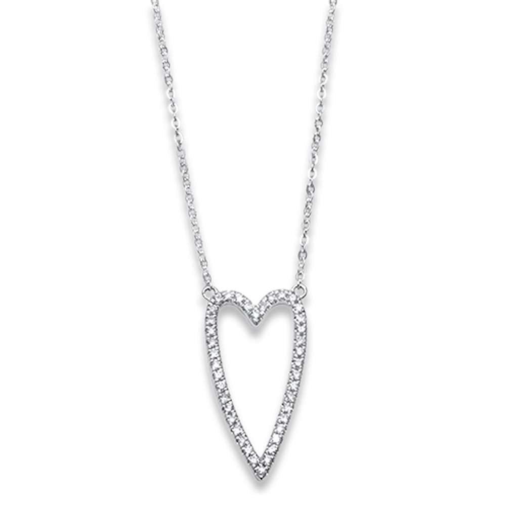 <span>DIAMOND  CLOSEOUT! </span> .15ct F SI1 14k White Gold Heart Diamond Pendant Necklace 17"