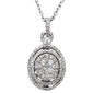 <span>DIAMOND  CLOSEOUT! </span>1.01ct Oval Diamond Halo Drop Necklace Pendant 14kt White Gold 18"