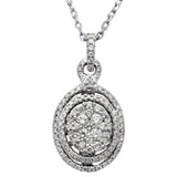 <span>DIAMOND CLOSEOUT! </span>1.01ct Oval Diamond Halo Drop Necklace Pendant 14kt White Gold 18"