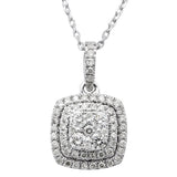 <span>DIAMOND  CLOSEOUT! </span>.85ct Square Diamond Drop Dangle Necklace Pendant 14kt White Gold 18"