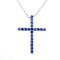 .13ct 14kt White gold Natural Blue Sapphire Cross Pendant
