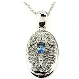 14kt White Gold 1.00ct F VS Tanzanite & Round Diamond Pendant Necklace
