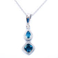 <span>GEMSTONE CLOSEOUT </span>! 14kt White gold Genuine Blue topaz & Diamond Drop Fine Gemstone Pendant Necklace