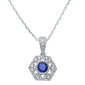 <span>GEMSTONE CLOSEOUT! </span>.46ctF SI1 14k White Gold Blue Sapphire & Diamond Pendant